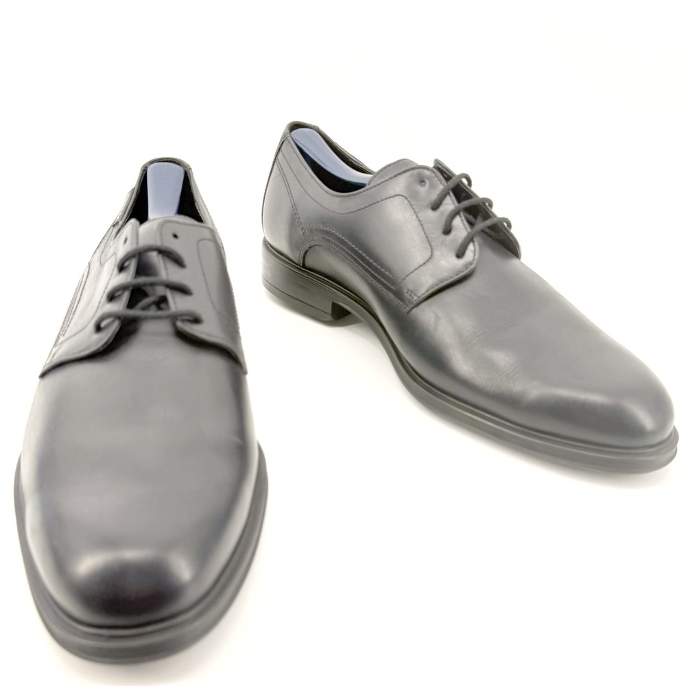 Mephisto Derby Shoes Mens 9.5 Black Leather Air-Jet Plain Toe Dress Goodyear Sol - Picture 1 of 9